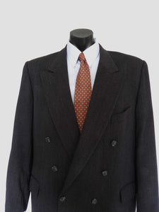 vintage grey herringbone double breasted suit by joseph abboud size 46R