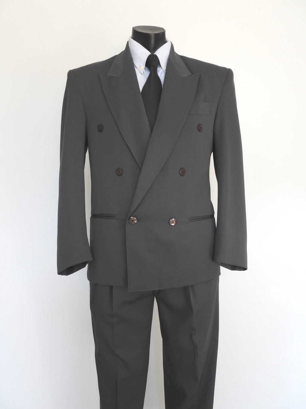 vintage grey double breasted suit by isidors - Small