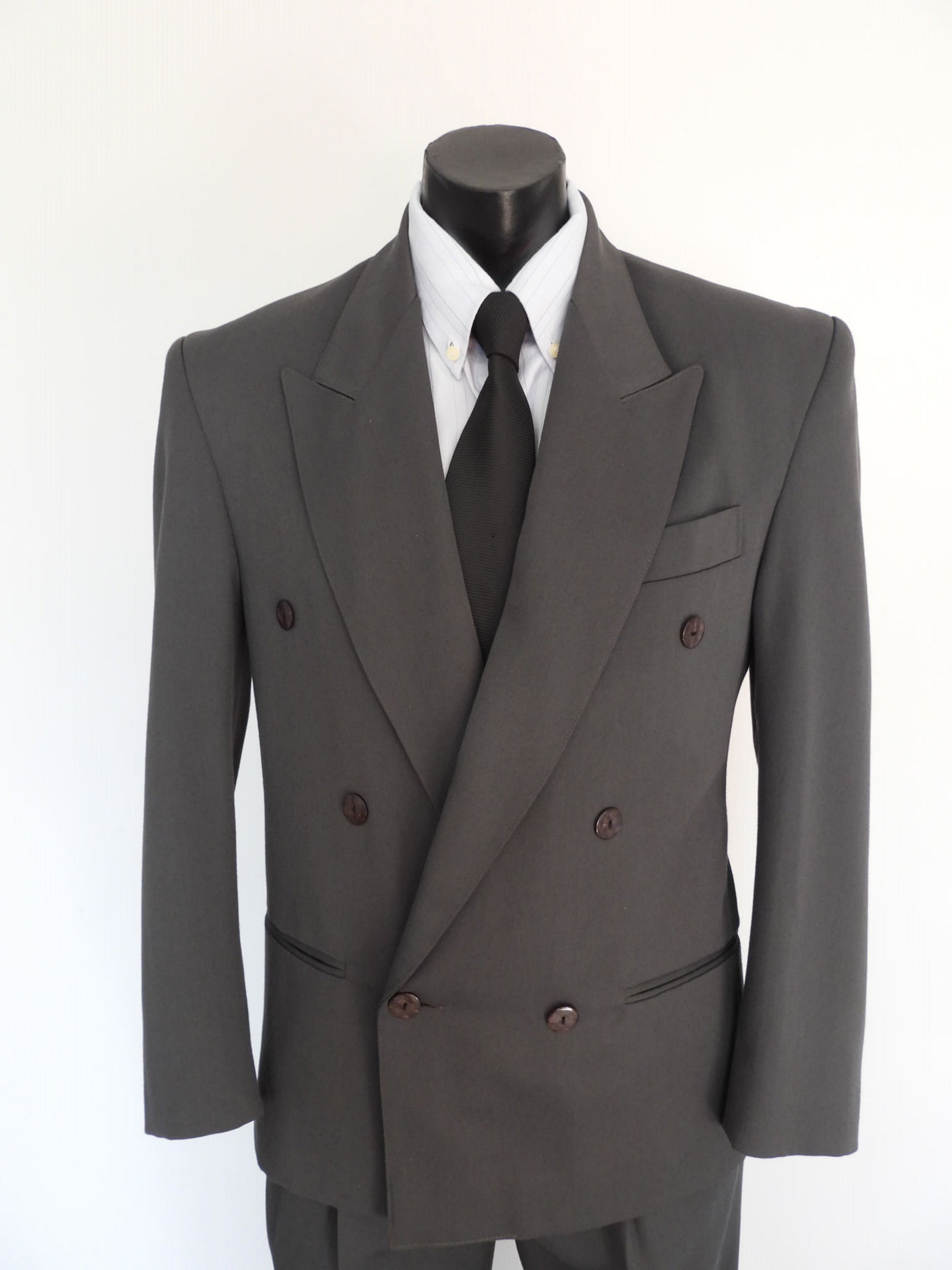 vintage grey double breasted suit by isidors - Small