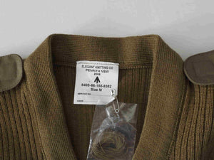 australian army jumper with elbow patches and epaulettes medium