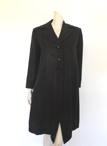 1960s vintage black satin damask lightweight coat Medium