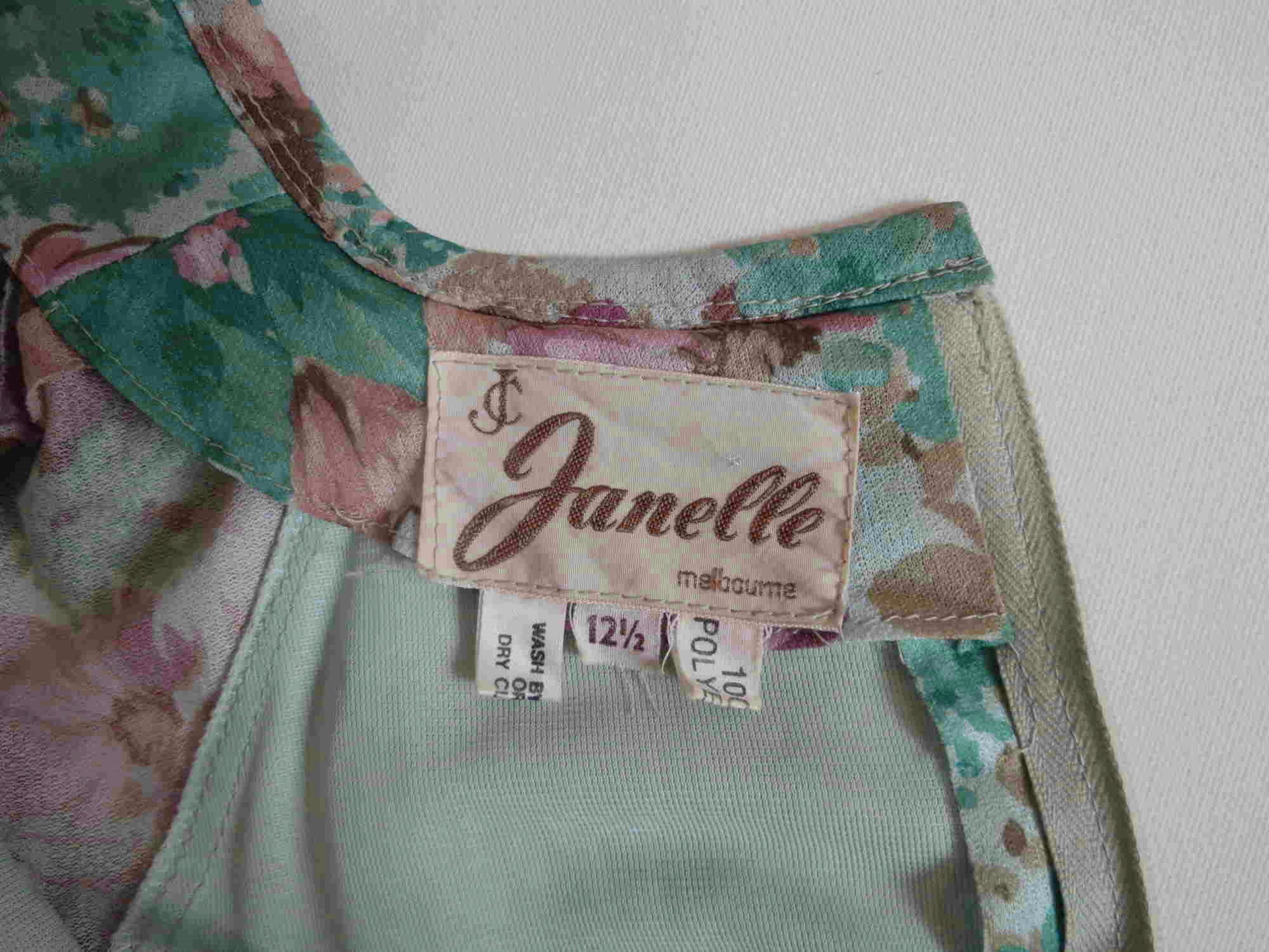 1970s vintage green floral dress with pleated skirt by janelle