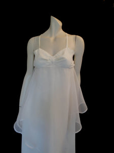 Ivory Chiffon Evening Gown With Handkerchief Layer - 1970s - Bust 86 cm