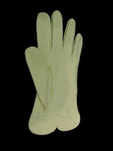 1950s vintage short cream doeskin gloves by crescendoe - small