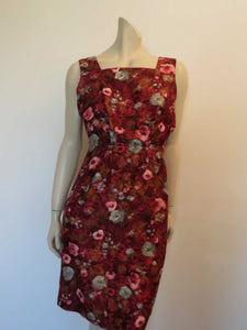 1960s vintage pink brown floral cotton dress by audrey middleton