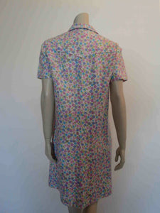1960s vintage pink floral linen button front dress