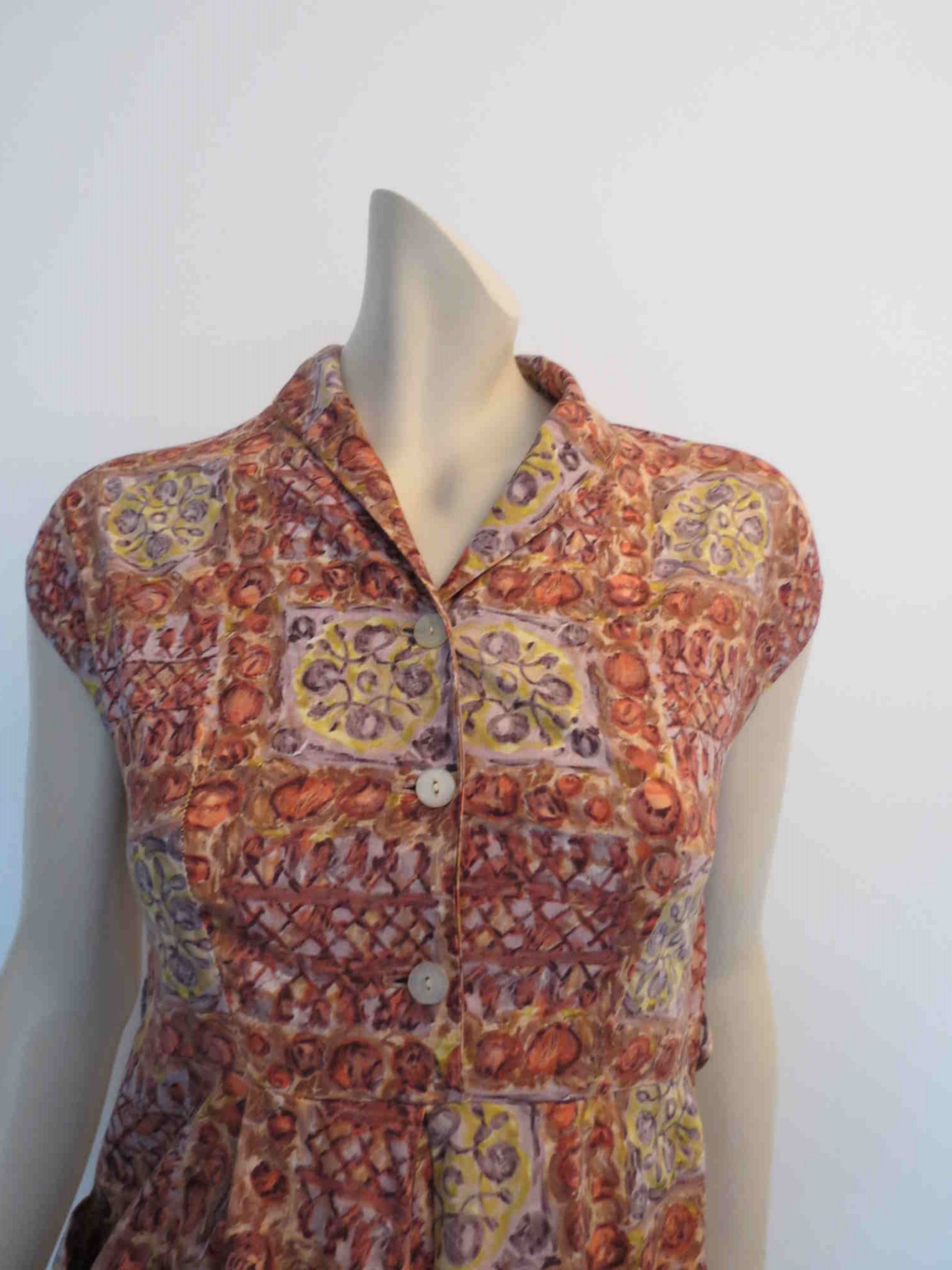 1950s Salmon Cotton Print Dress - Bust 81 cm – Louisa Amelia Jane Vintage