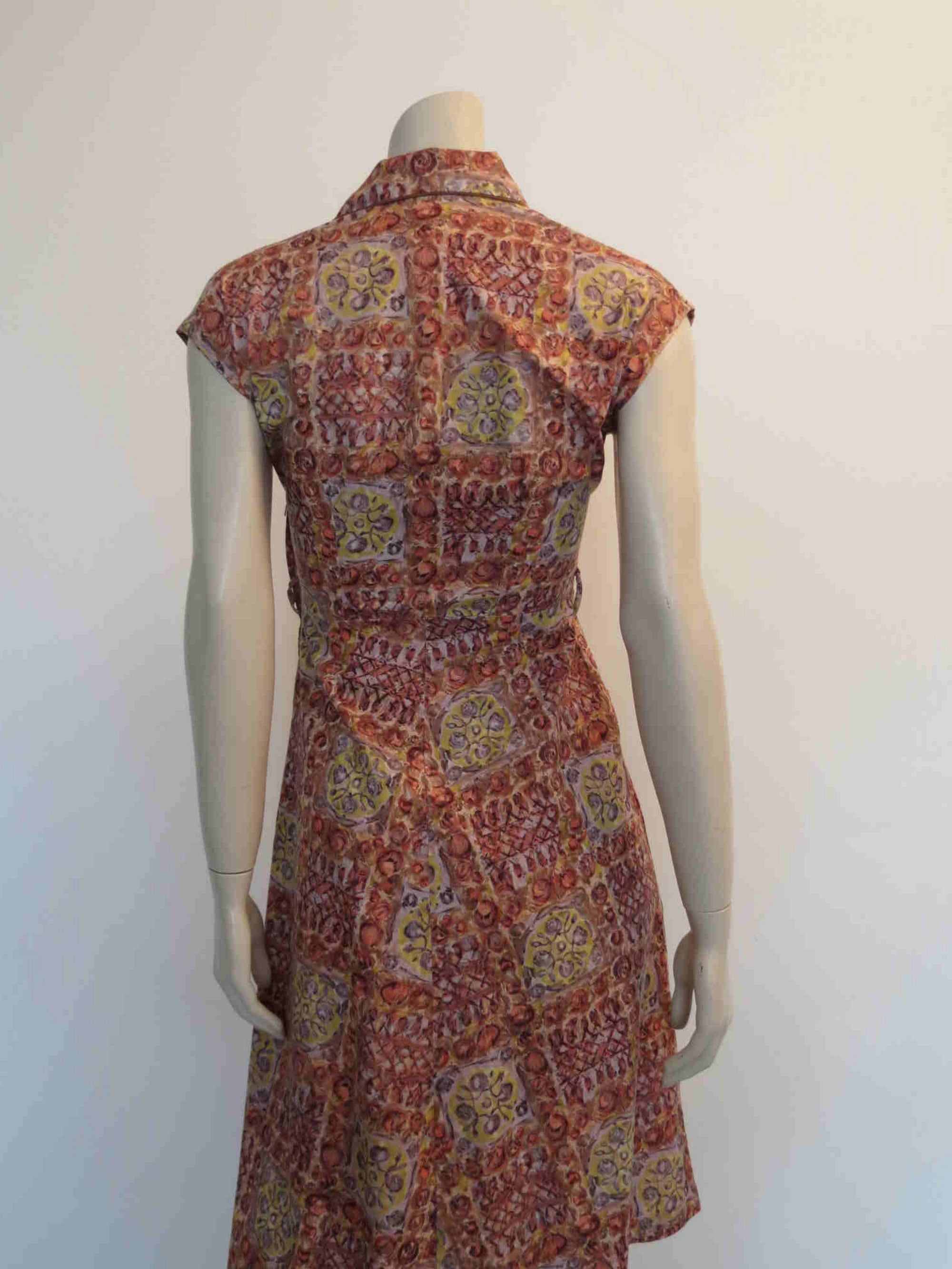 1950s vintage floral cotton dress with pockets