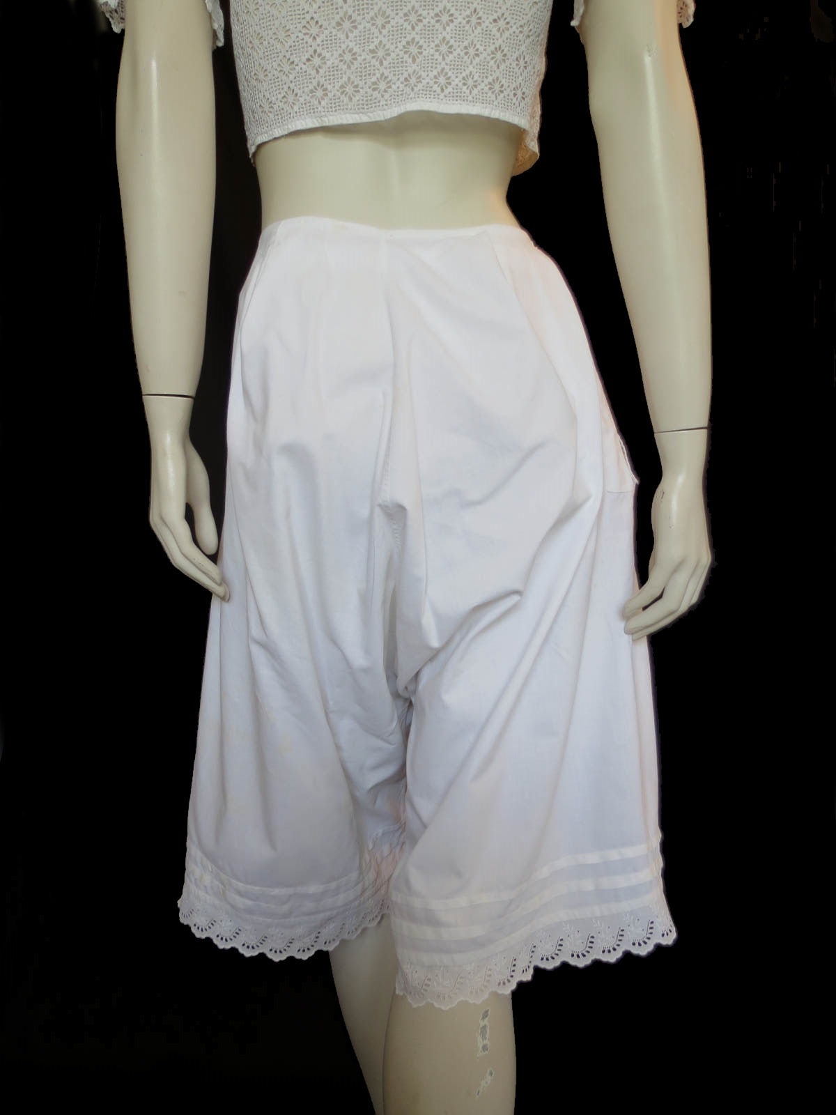 antique edwardian drawers knickers culottes broderie anglaise eyelet trim