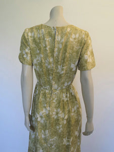 1960s vintage green floral dress