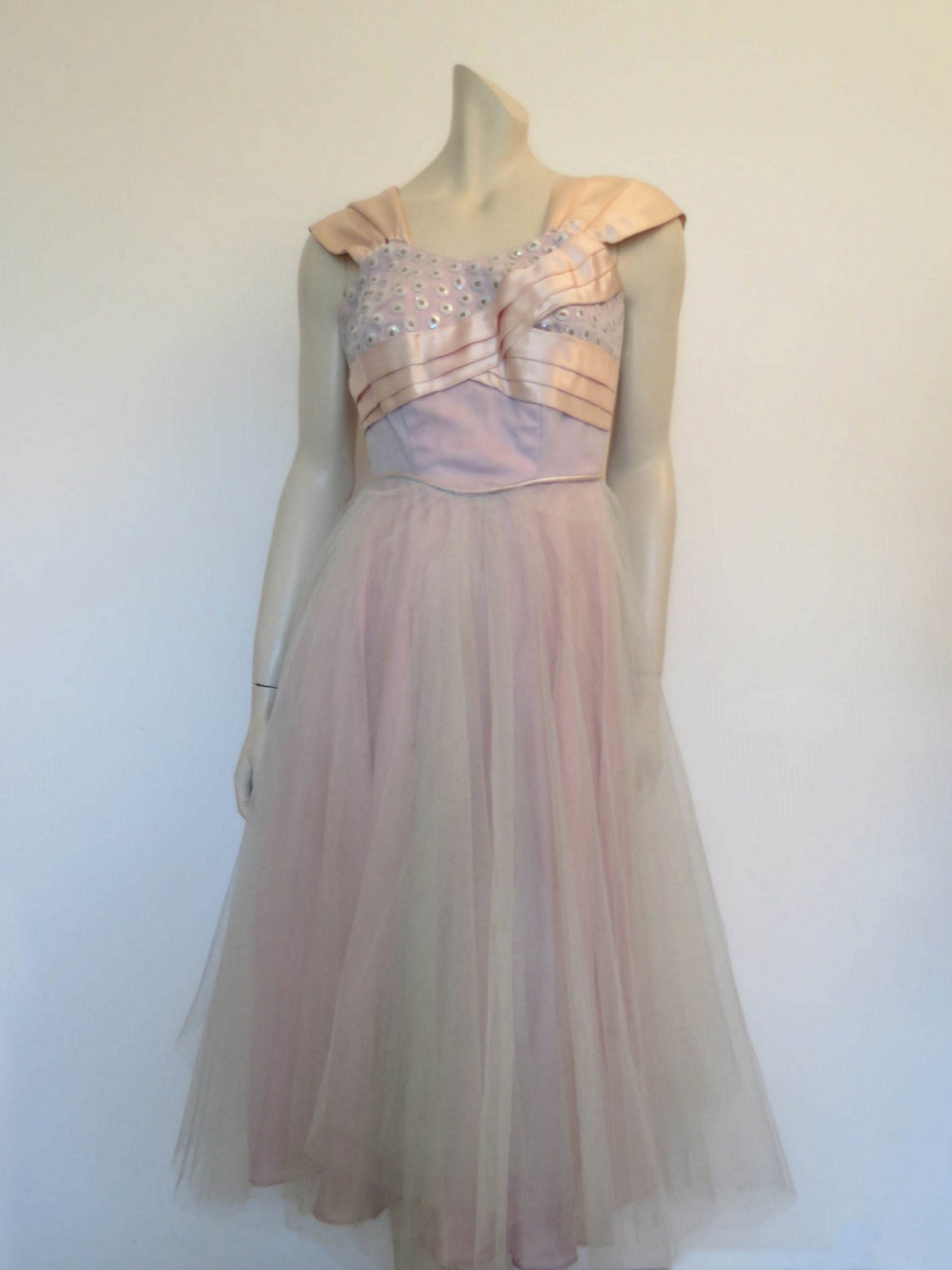 1950s vintage tulle and sequins dance dress prom dress