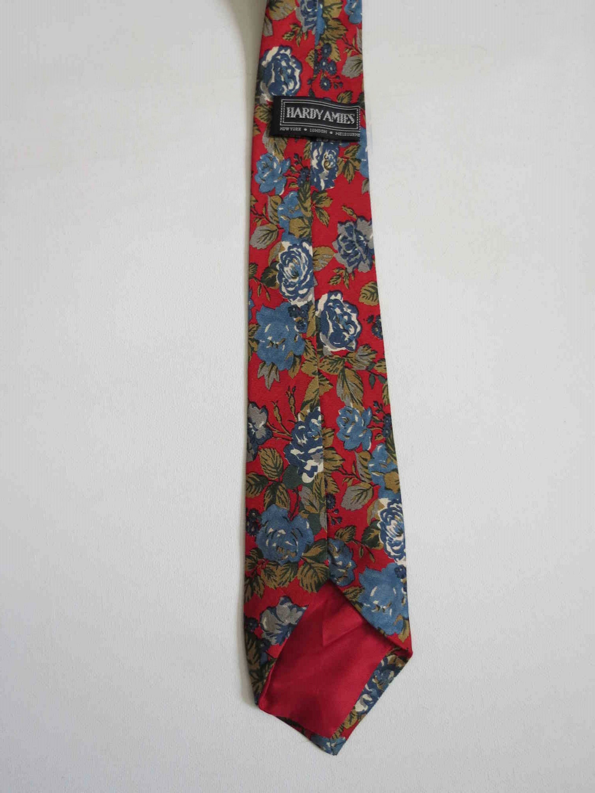 Red & Blue Floral Tie by Hardy Amies – Louisa Amelia Jane Vintage