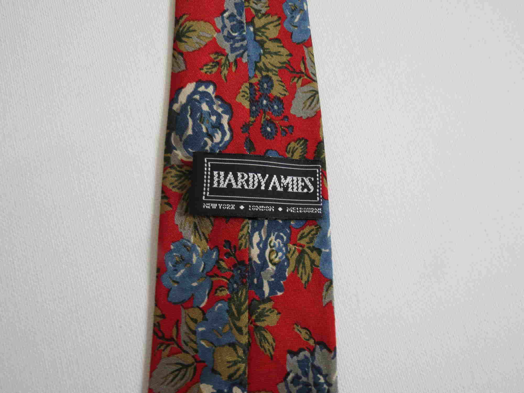 Red & Blue Floral Tie by Hardy Amies