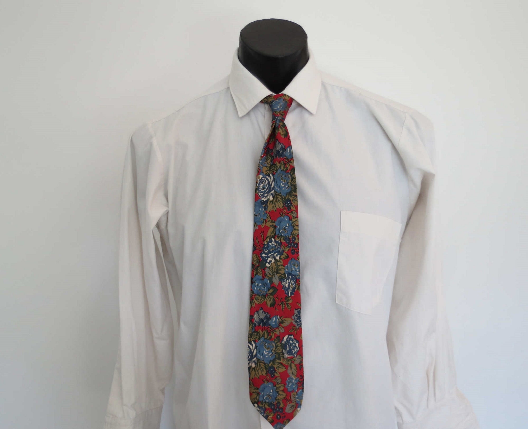 Red & Blue Floral Tie by Hardy Amies