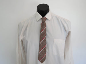 1950s vintage pewter rayon tie with silver and red stripes