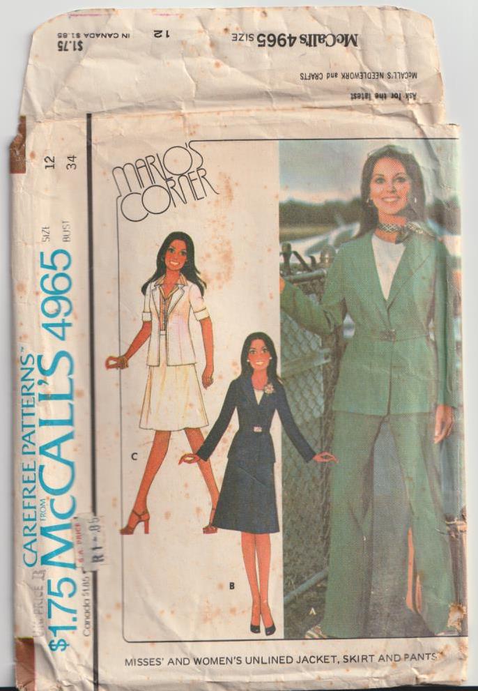 1970s vintage pattern skirt pants and jacket McCalls 4965 bust 84 cm