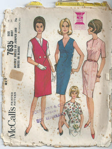 vintage seing pattern 1960s dress pencil dress McCalls 7635 1965