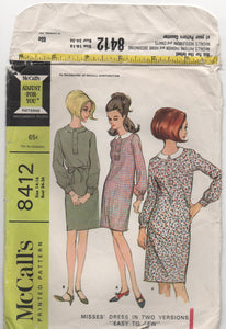 1960s vintage pattern shift style dress mccalls 8412 1966
