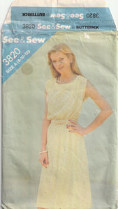 Loose Dress With Shirred Shoulders - Bust 80-87 cm - Vintage Pattern - Butterick See & Sew 3820 - 1970s - Uncut