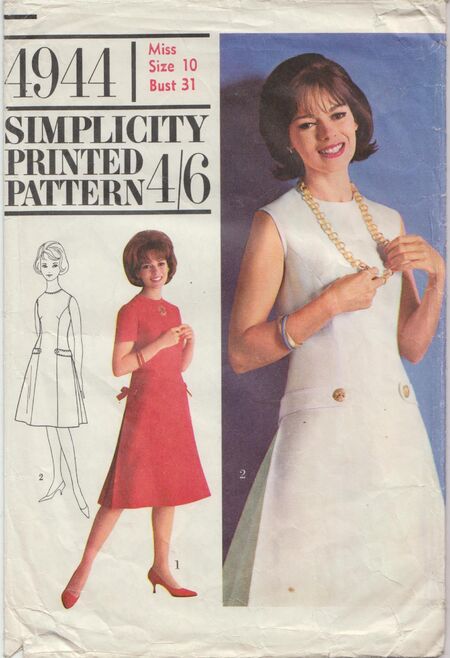 1960s vintage pattern simplicity 4944  1963 panelled princess line dress 