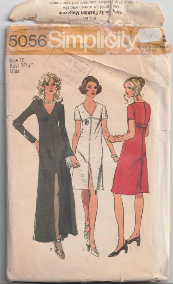 vintage sewing pattern simplicity 5056 1972 1970s dress pattern small