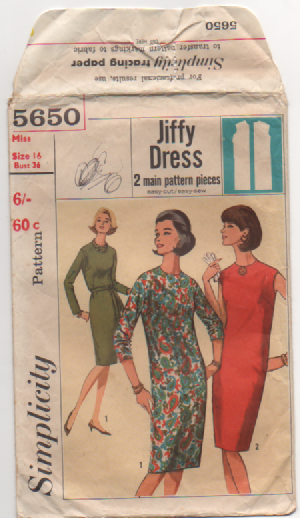 vintage sewing pattern simplicity 5650 easy pattern 1960s shift dress 1964