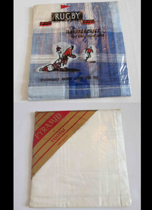 Two Vintage Handkerchiefs - New Old Stock - Blue & White