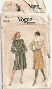 Blouse & Skirt - Bust 87 cm - Vintage Pattern - Vogue 8077 - 1982