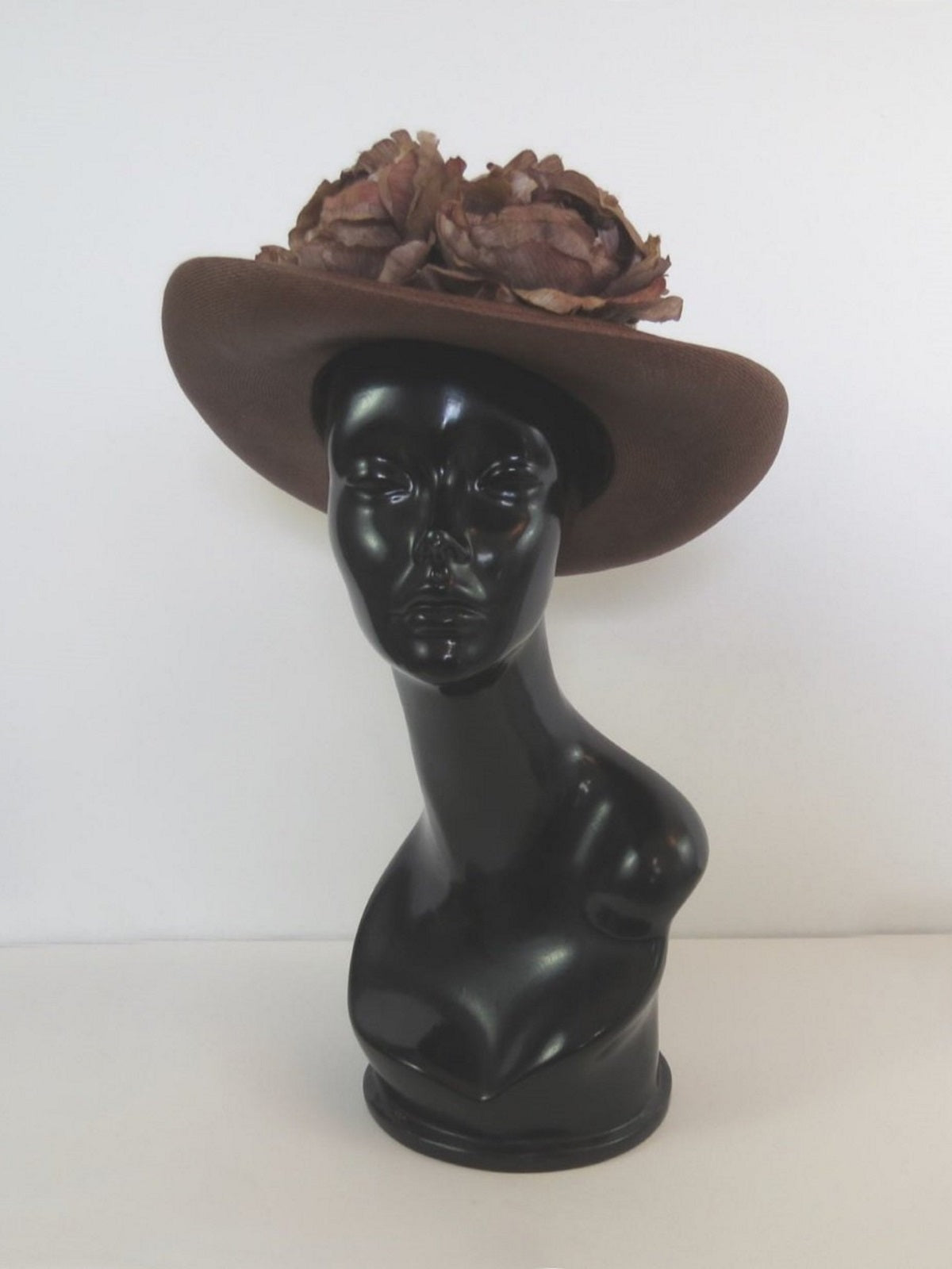 vintage brown autumn hat with flowers & berries mr martin