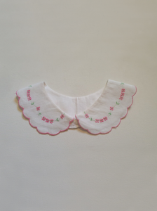 Vintage pink embroidered peter pan collar