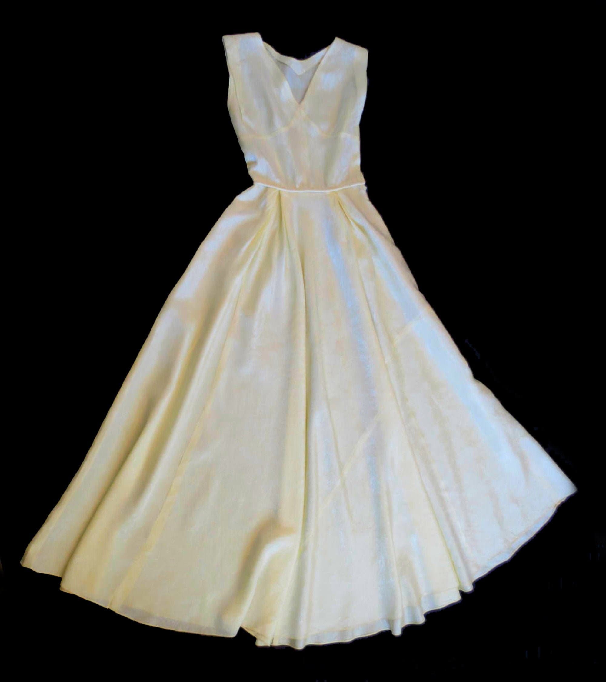 1940s vintage yellow  evening dress XS