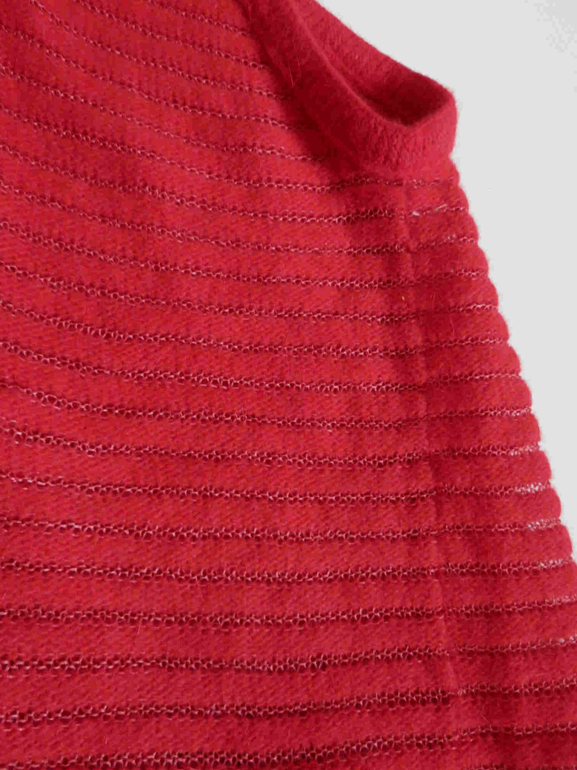 Red Lambswool Vest With Sheer Stripes - Bust 76 cm