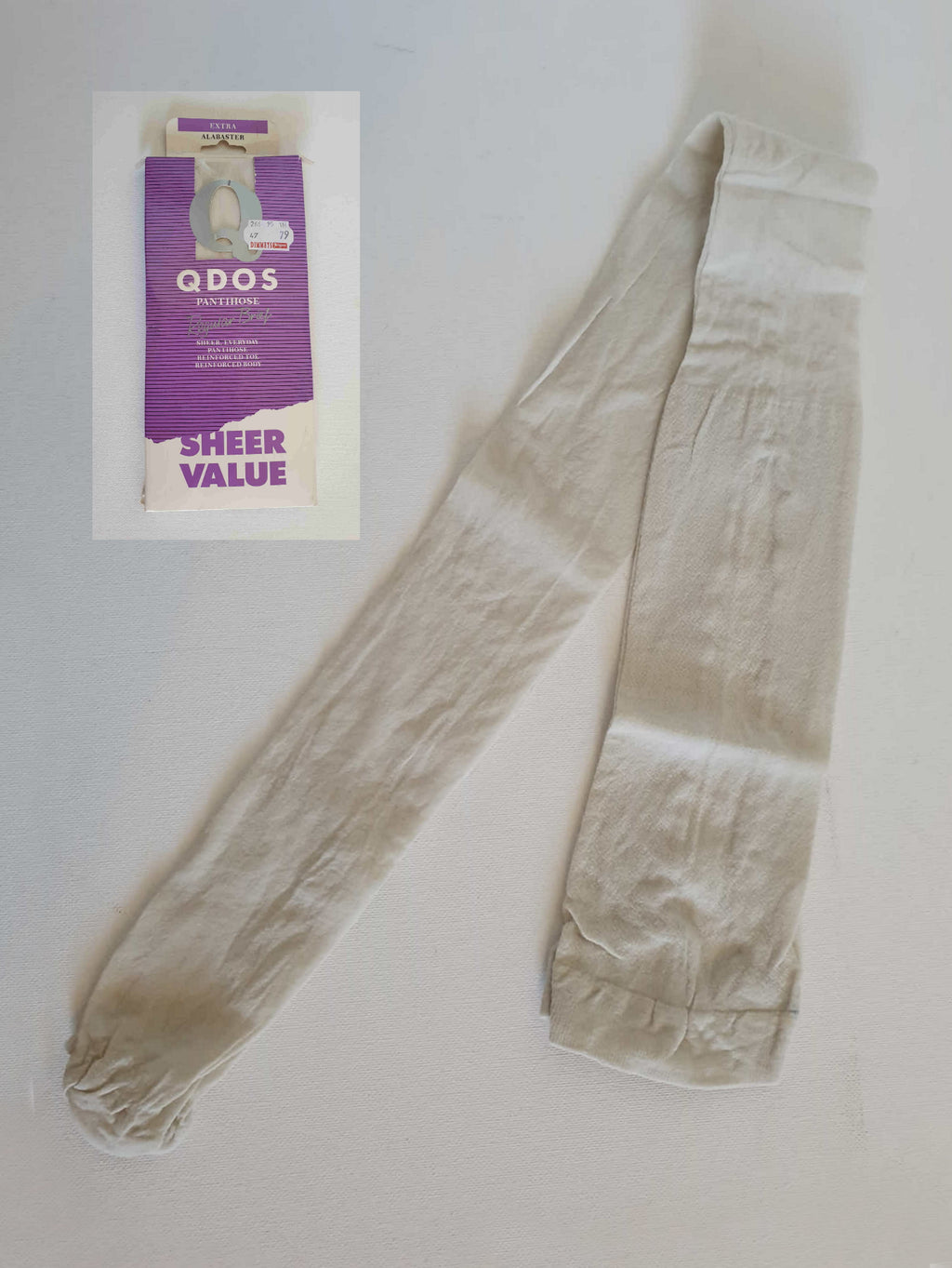 1980s vintage white pale grey sheer tights pantyhose by qdos - XL